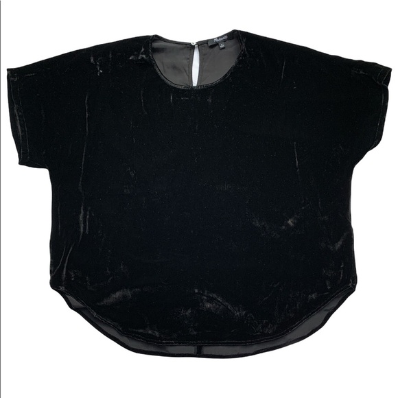 Madewell Black Velvet Tulip Hemmed Top - Picture 3 of 6
